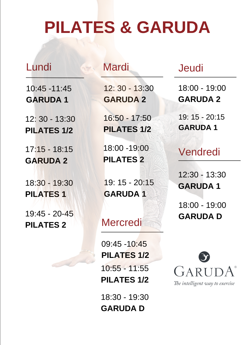 Planning Pilates et Gruda