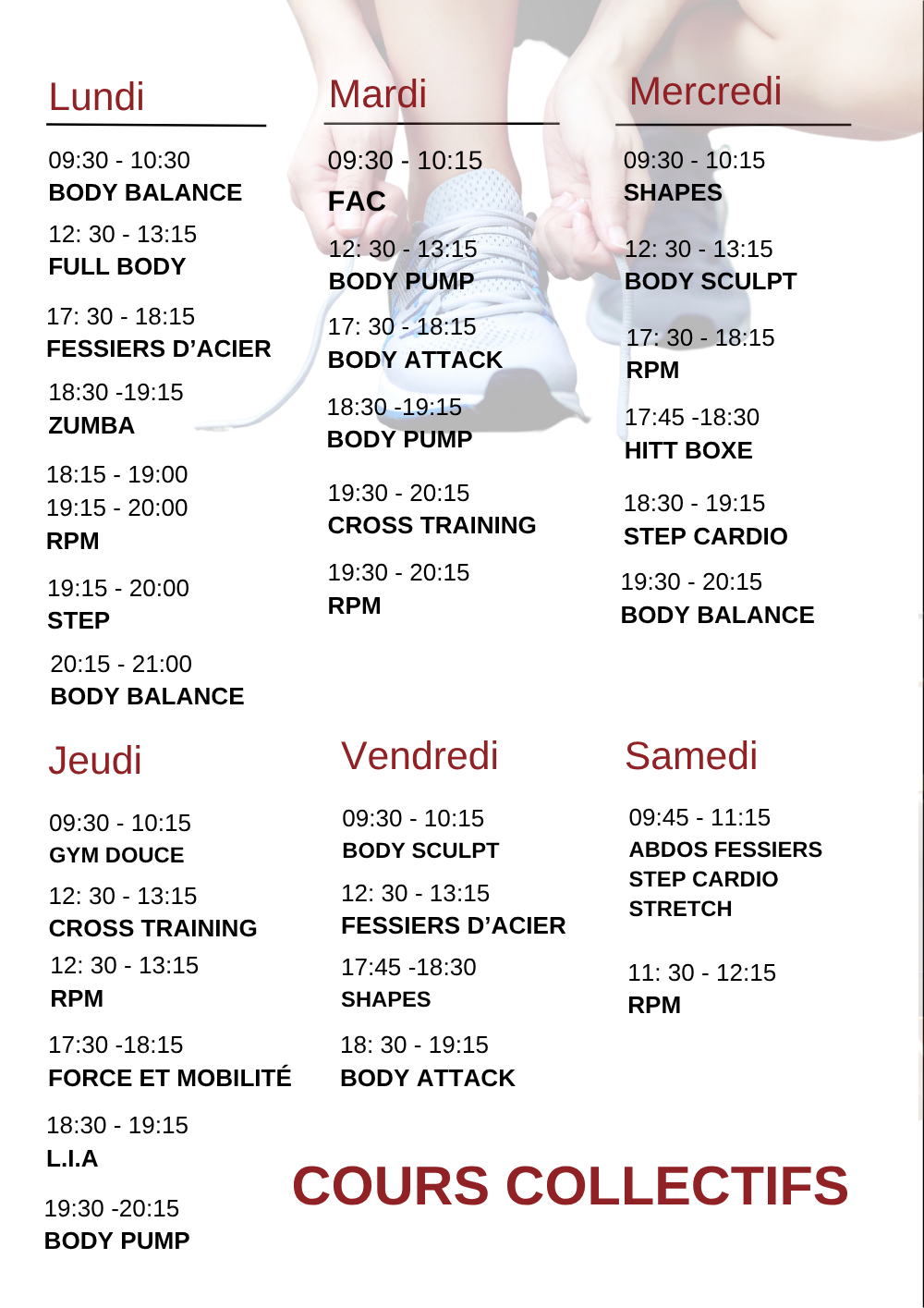 Planning cours collectifs